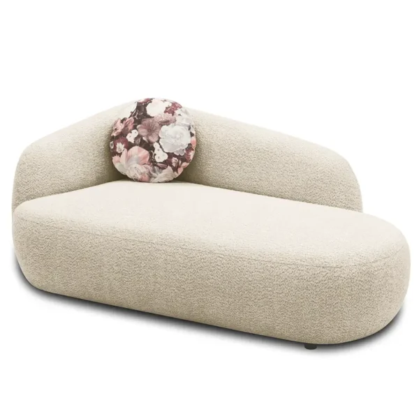 Recamiere NAZLAT Weiß Bouclé Stoff Anouk 183 x 75 x 105cm Armlehne davorstehend links Modern