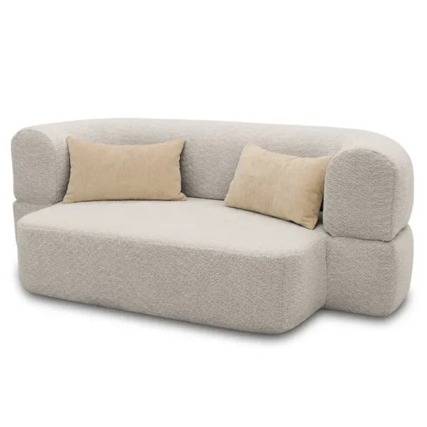 Schlafsofa LORA Silber Bouclé Stoff Anouk 208 x 78 x 115cm mit Schlaffunktion Modern