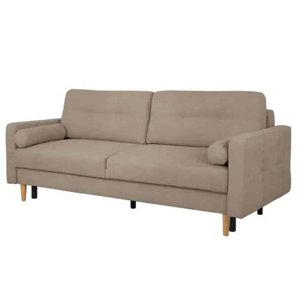 Schlafsofa Vasai Braun Microfaser Enza 222 x 93 x 99cm mit Schlaffunktion Modern