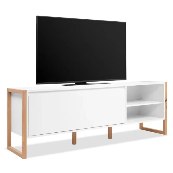 TV-Lowboard Denville Spanplatte, beschichtet Braun/Weiß/Weiß 160 x 55 x 40cm