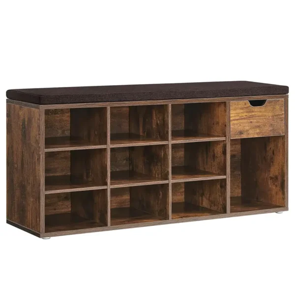 Schuhbank mit Schublade 104 x 48 x 31cm Braun/Altholz Dekor