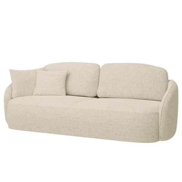 Schlafsofa Beige/Cappuccino Flachgewebe Nea 254 x 96 x 105cm mit Schlaffunktion Modern
