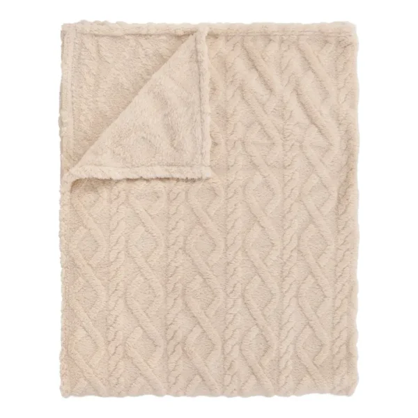 Plaid No.0350 130 x 160cm Beige/Altweiß Teddystoff