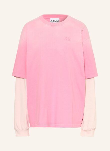 Ganni Oversized-Longsleeve rosa