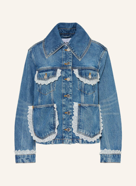 Ganni Jeansjacke Mit Spitze blau