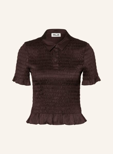 Baum Und Pferdgarten Satin-Poloshirt Myka Mit Rüschen braun