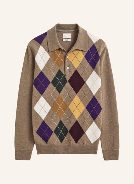 Gant Strick-Poloshirt braun