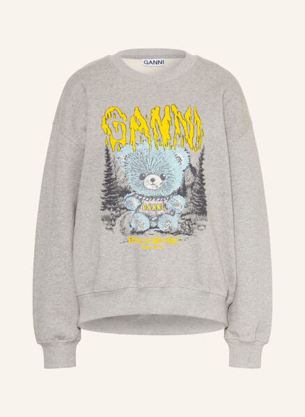 Ganni Oversized-Sweatshirt Mit Schmucksteinen grau