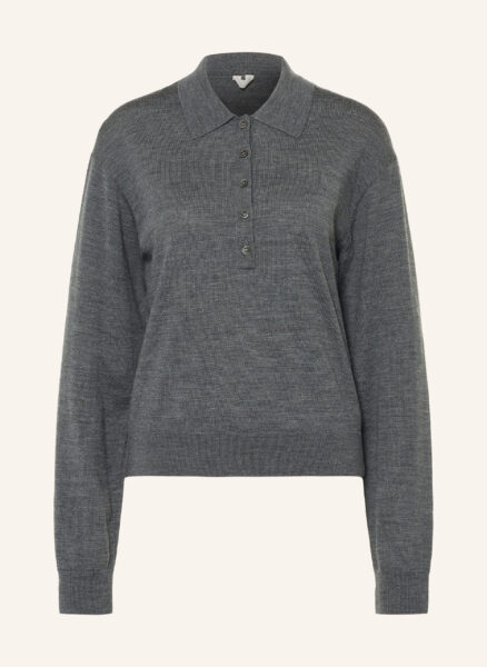 Arket Strick-Poloshirt Aus Merinowolle grau