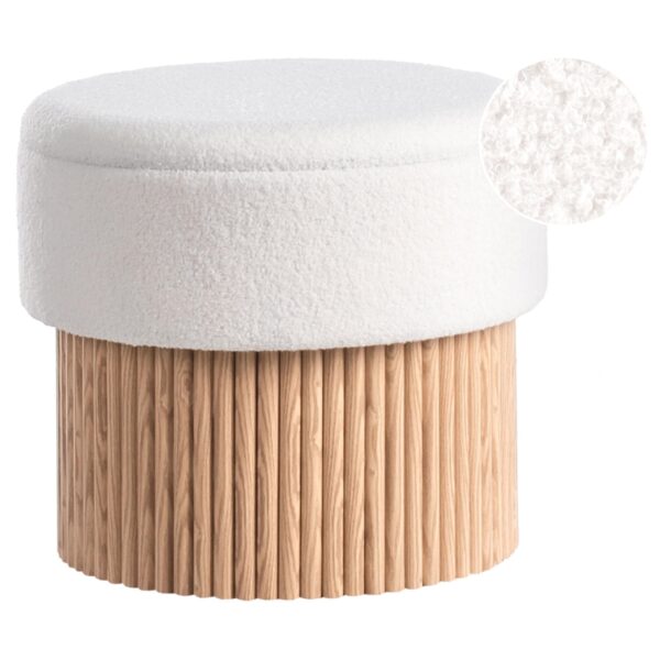 POUF mit Stauraum Bouclé Cremeweiß Richey